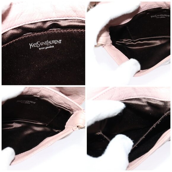 SAINT LAURENT Accessory Pouch Leather Beige Silver Auth - Picture 15 of 16